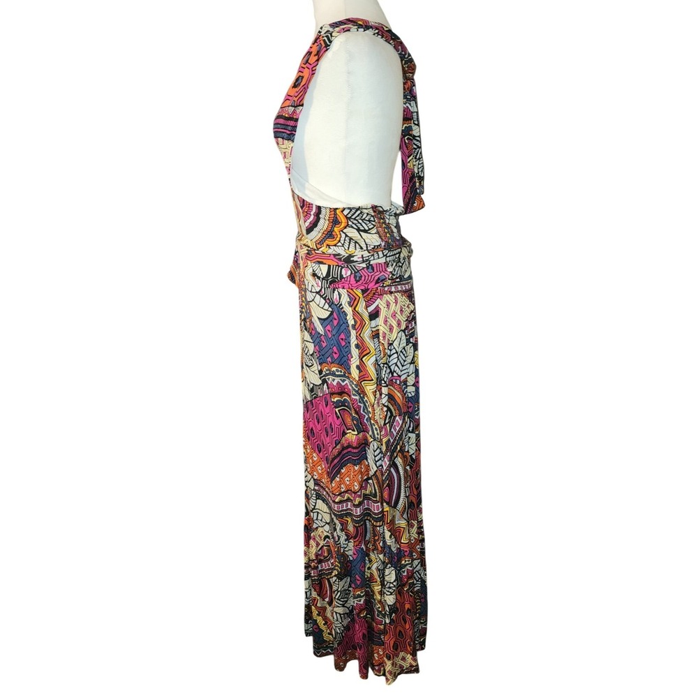 Maeve by Anthropologie Boho Maxi Dress Geometric Print Halter Neck Tie Waist - Picture 2 of 8